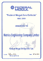 Federal Mogul Zero Defects" Award 1999-2000